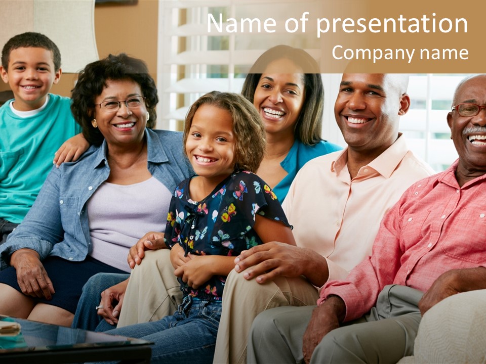 Eighties Multi Generation Family People PowerPoint Template