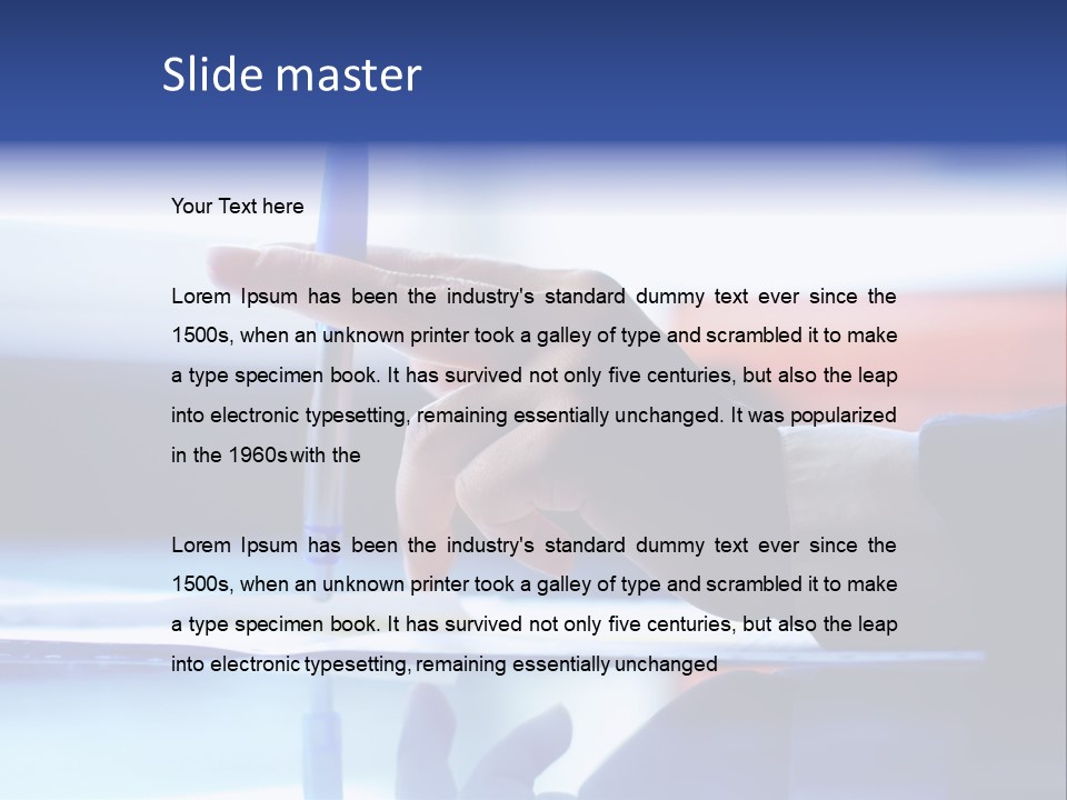 A Person Holding A Pen Over A Piece Of Paper PowerPoint Template