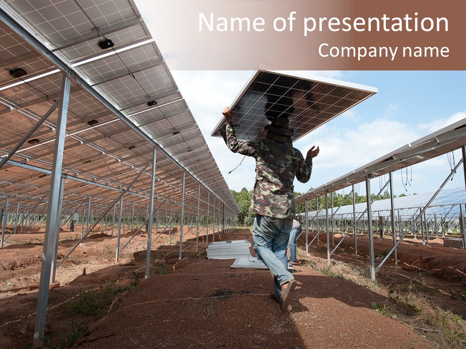 Photovoltaic Perspective Rooftop PowerPoint Template