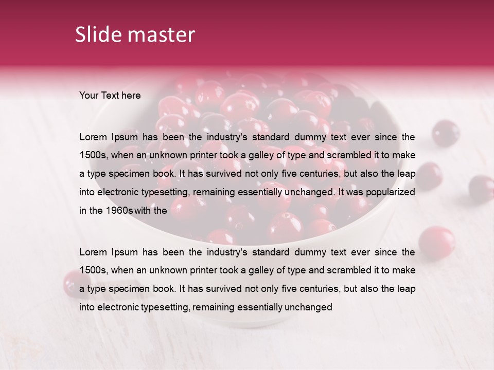 A Bowl Of Cranberries On A White Table PowerPoint Template