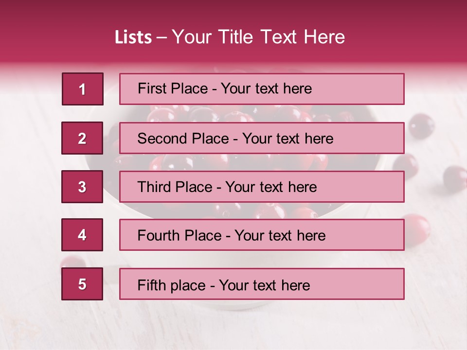 A Bowl Of Cranberries On A White Table PowerPoint Template