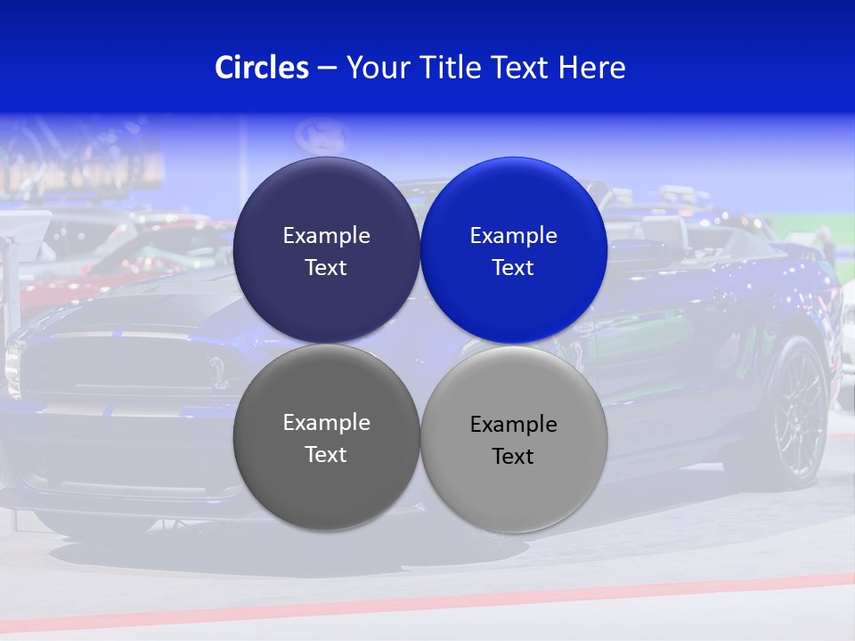 A Blue Mustang Car On Display At An Auto Show PowerPoint Template