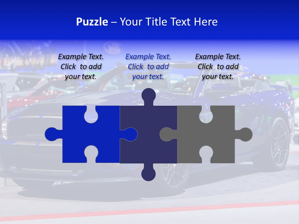 A Blue Mustang Car On Display At An Auto Show PowerPoint Template