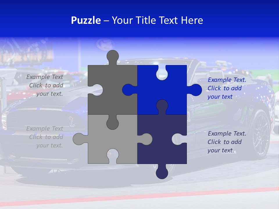 A Blue Mustang Car On Display At An Auto Show PowerPoint Template
