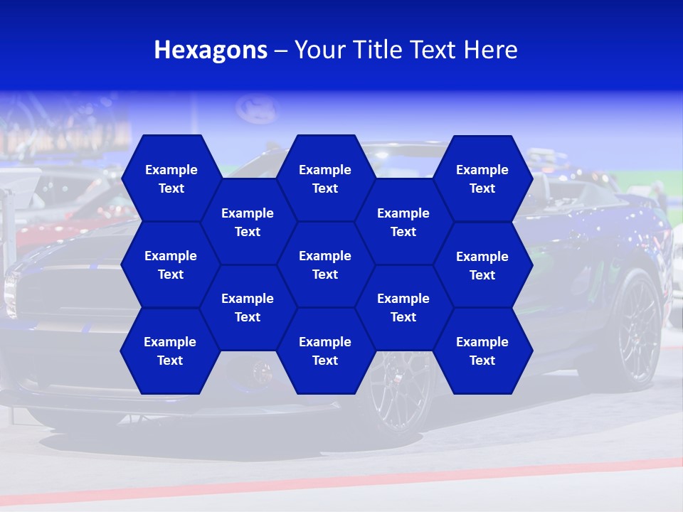 A Blue Mustang Car On Display At An Auto Show PowerPoint Template