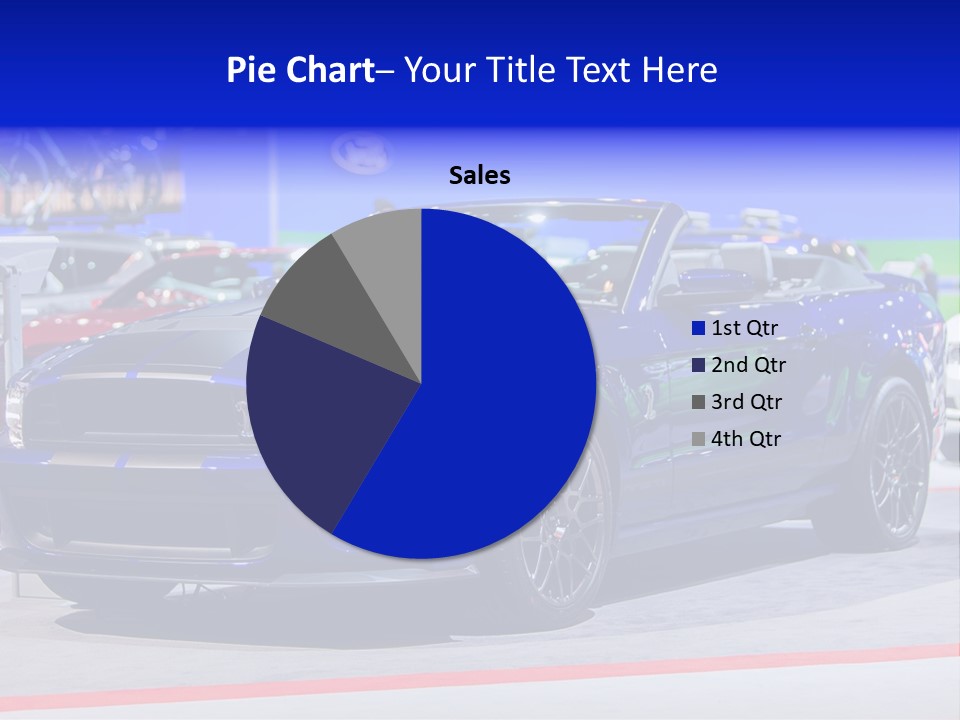 A Blue Mustang Car On Display At An Auto Show PowerPoint Template