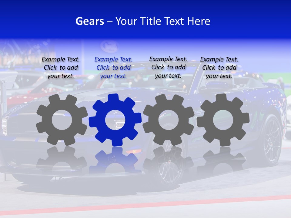 A Blue Mustang Car On Display At An Auto Show PowerPoint Template