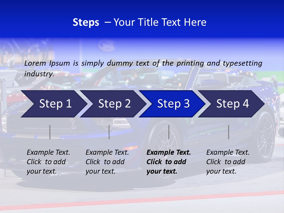 A Blue Mustang Car On Display At An Auto Show PowerPoint Template