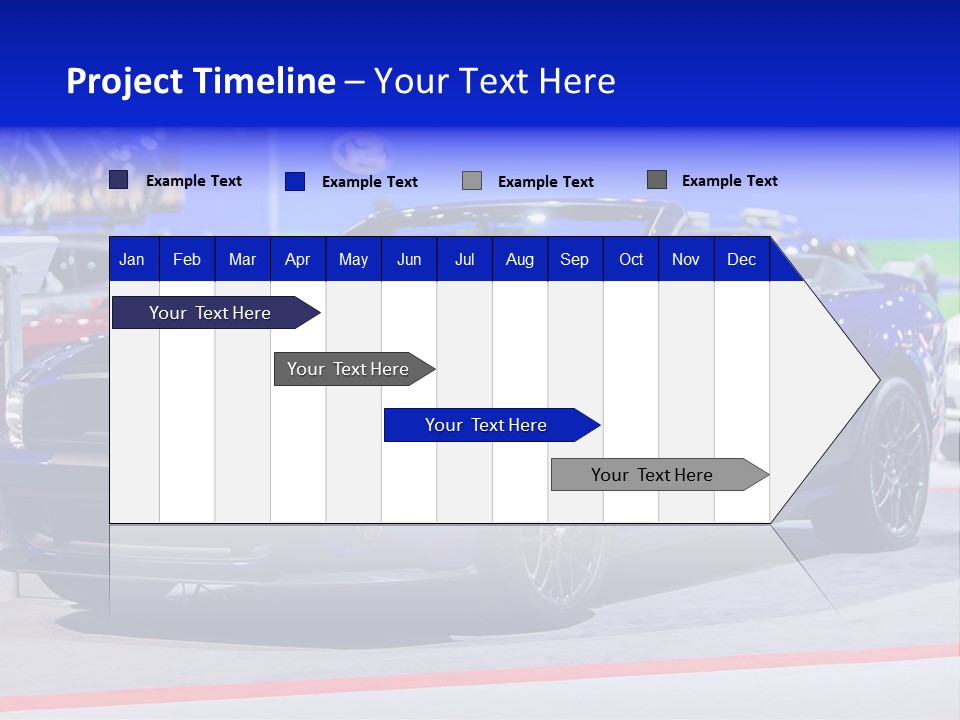 A Blue Mustang Car On Display At An Auto Show PowerPoint Template