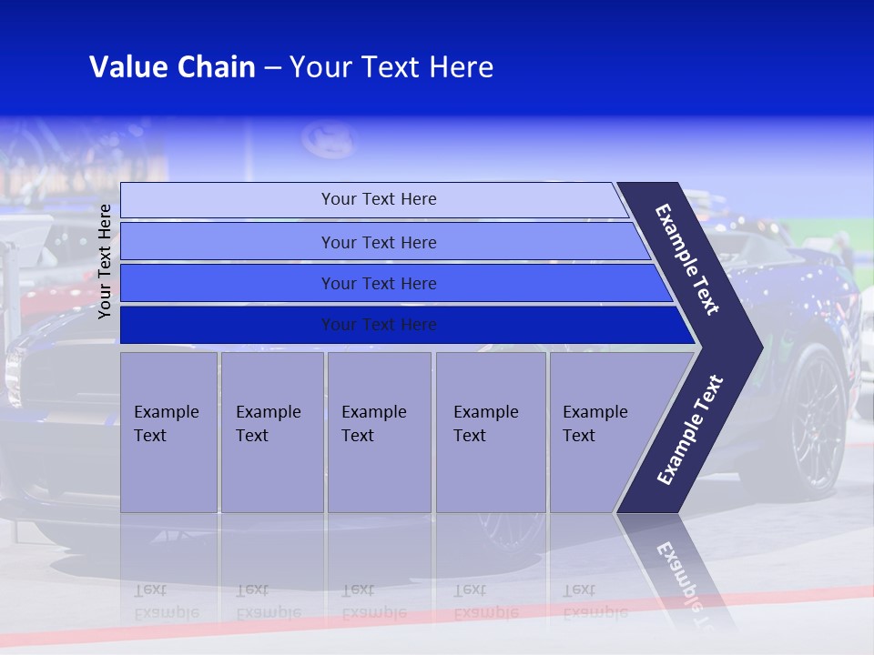 A Blue Mustang Car On Display At An Auto Show PowerPoint Template