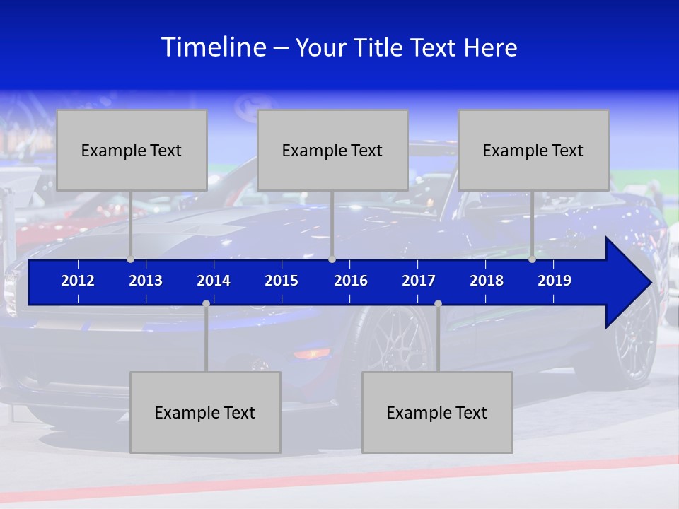 A Blue Mustang Car On Display At An Auto Show PowerPoint Template