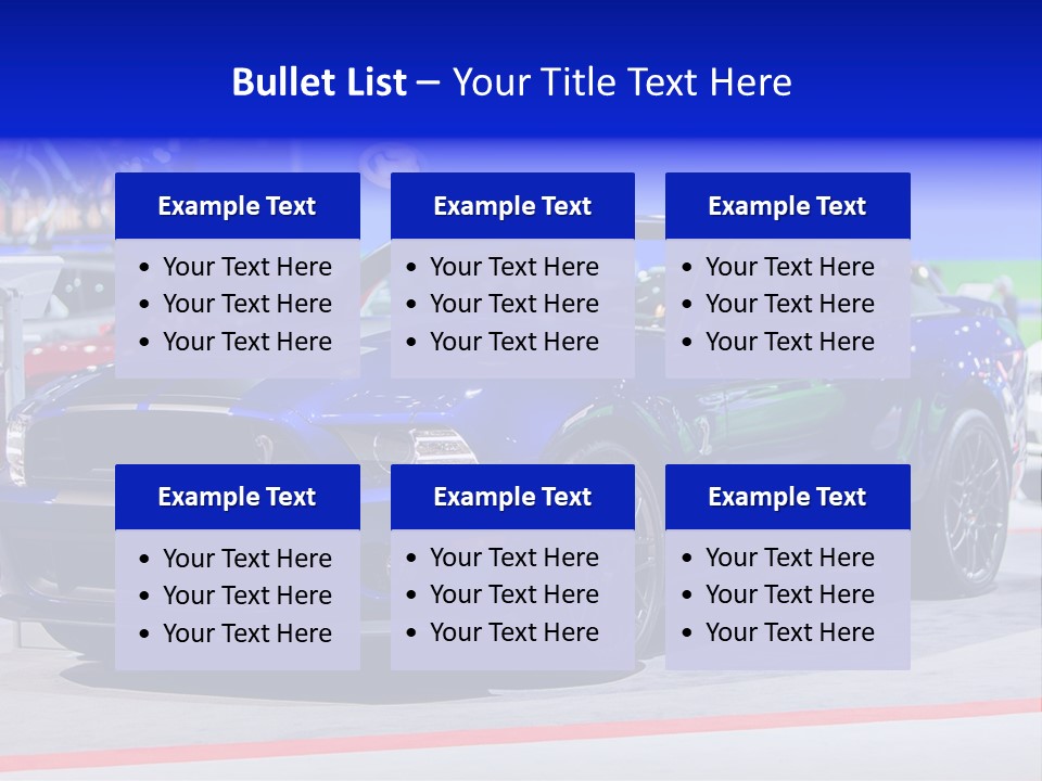 A Blue Mustang Car On Display At An Auto Show PowerPoint Template