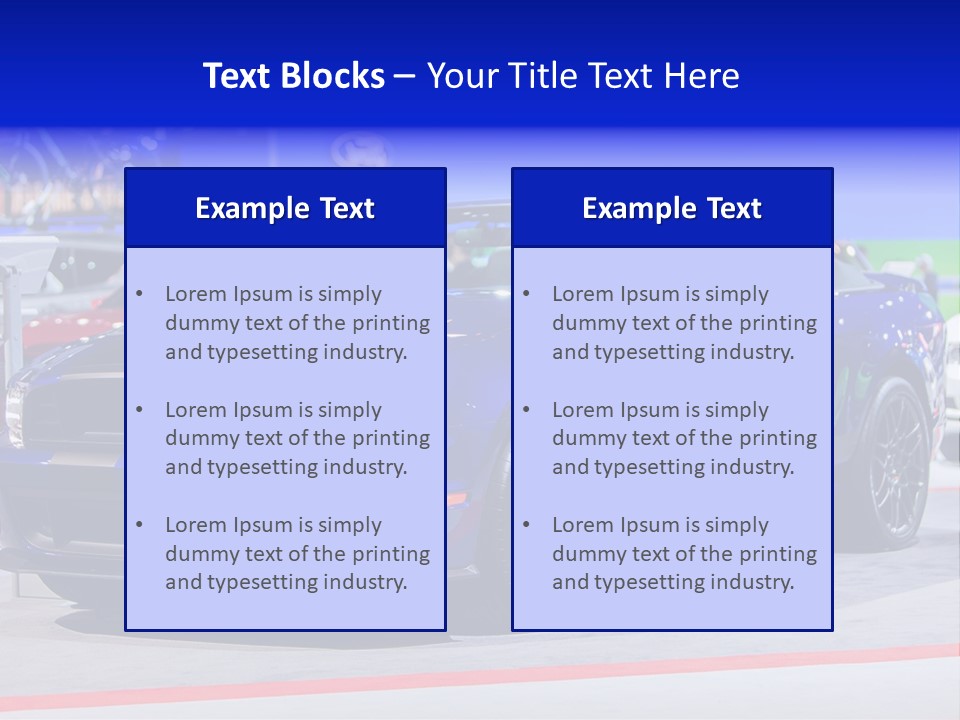 A Blue Mustang Car On Display At An Auto Show PowerPoint Template