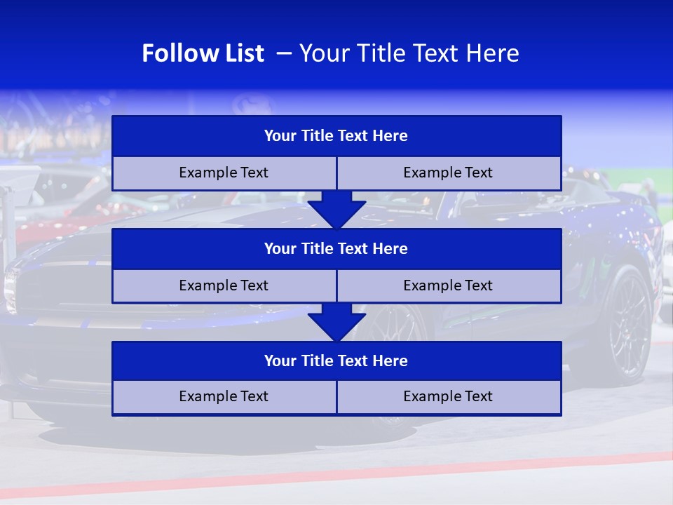 A Blue Mustang Car On Display At An Auto Show PowerPoint Template