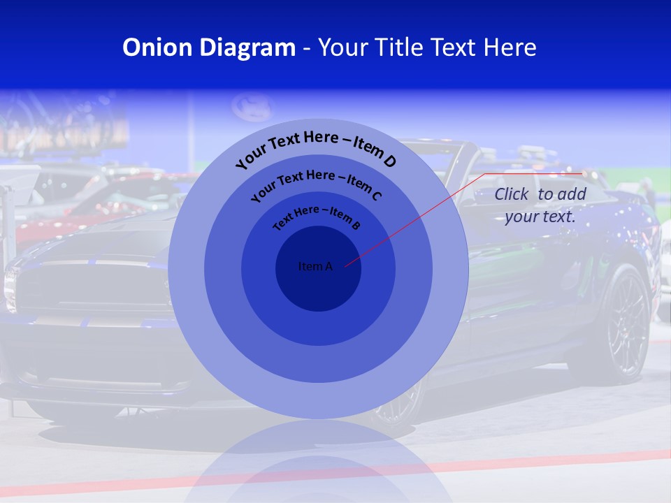 A Blue Mustang Car On Display At An Auto Show PowerPoint Template