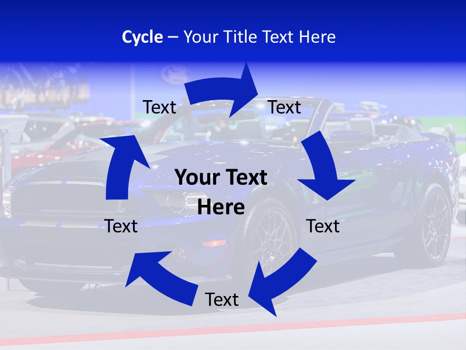 A Blue Mustang Car On Display At An Auto Show PowerPoint Template