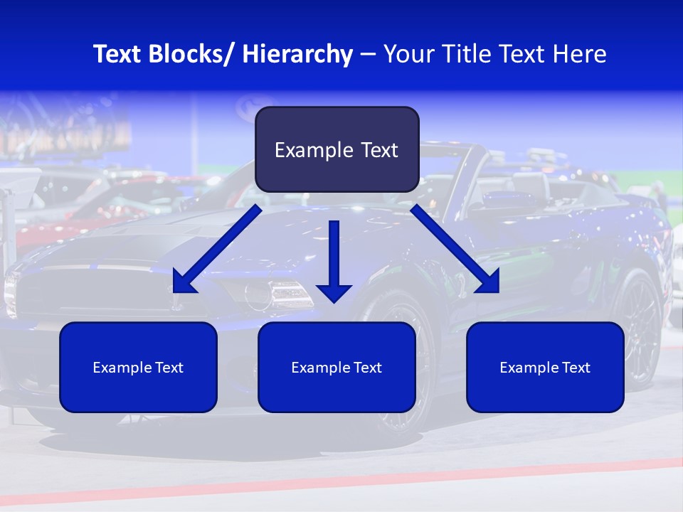 A Blue Mustang Car On Display At An Auto Show PowerPoint Template