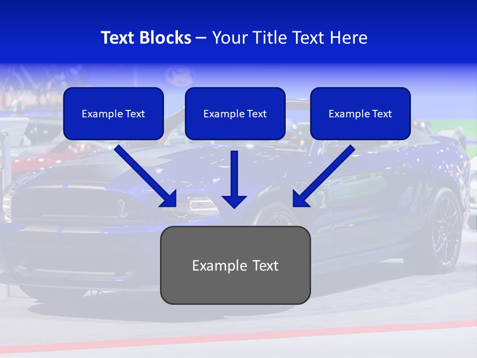 A Blue Mustang Car On Display At An Auto Show PowerPoint Template