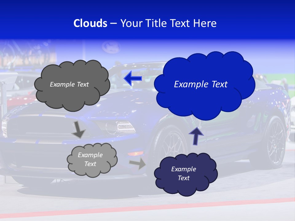 A Blue Mustang Car On Display At An Auto Show PowerPoint Template