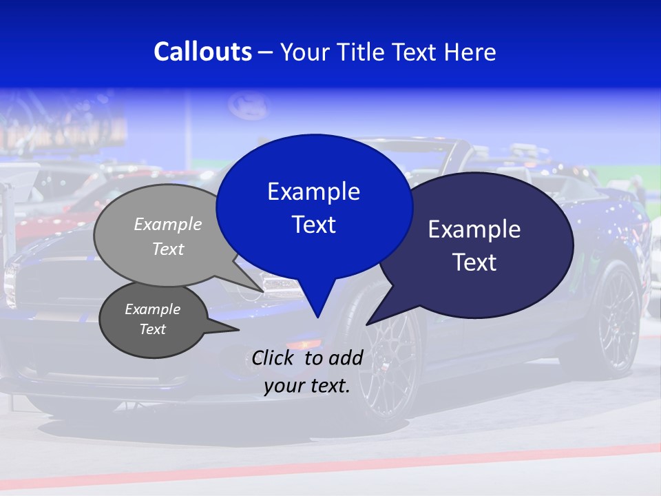A Blue Mustang Car On Display At An Auto Show PowerPoint Template