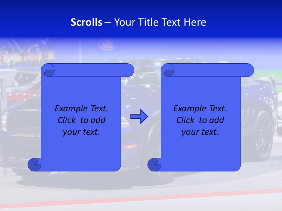 A Blue Mustang Car On Display At An Auto Show PowerPoint Template