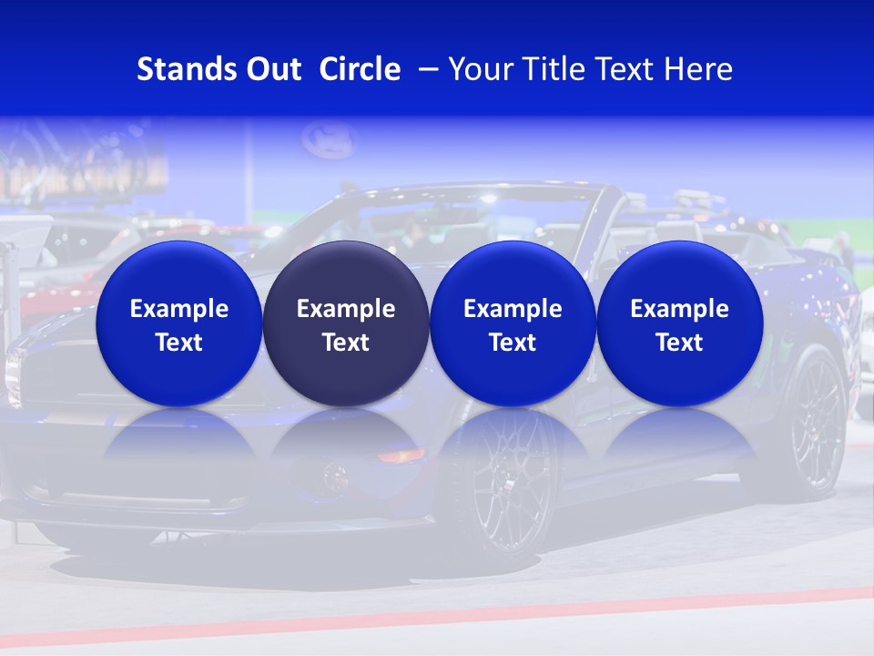 A Blue Mustang Car On Display At An Auto Show PowerPoint Template