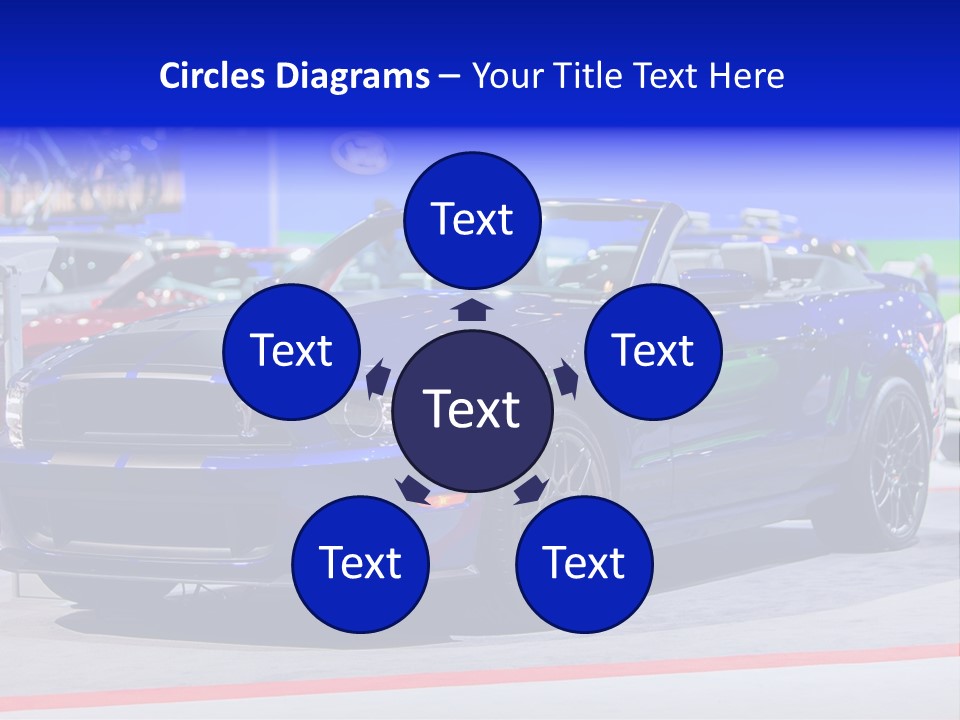 A Blue Mustang Car On Display At An Auto Show PowerPoint Template