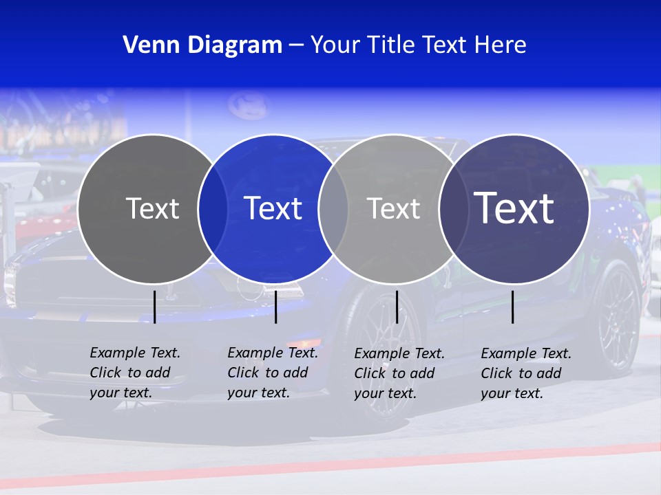 A Blue Mustang Car On Display At An Auto Show PowerPoint Template