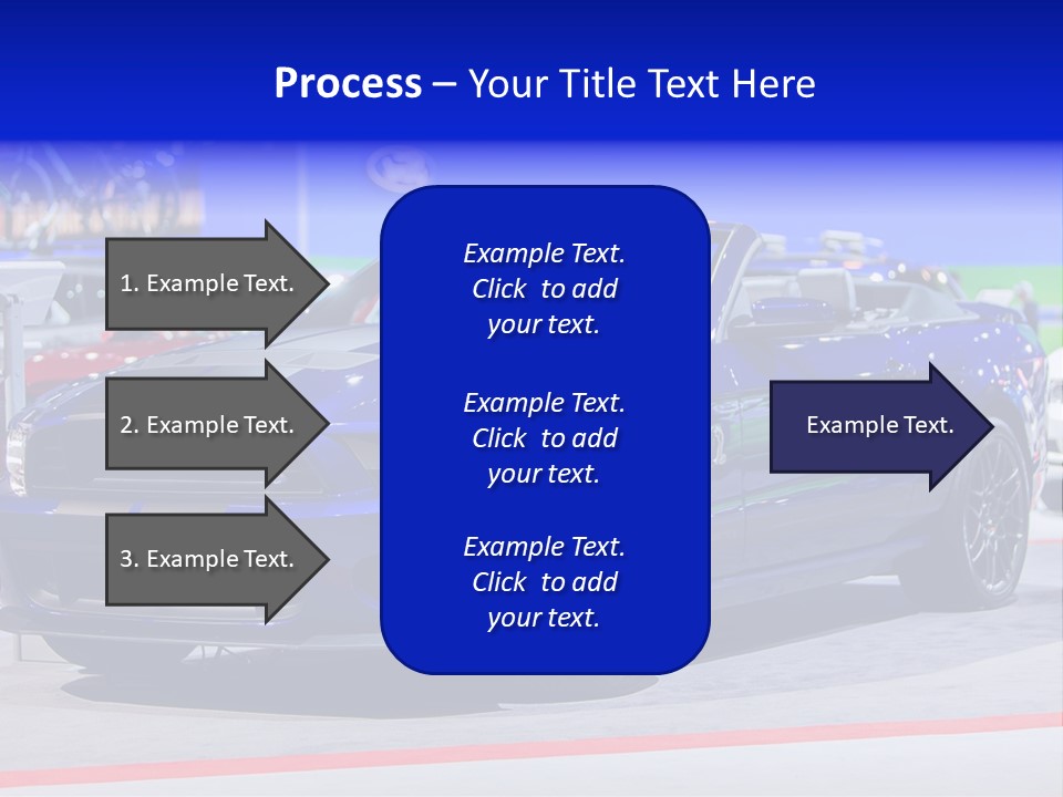 A Blue Mustang Car On Display At An Auto Show PowerPoint Template