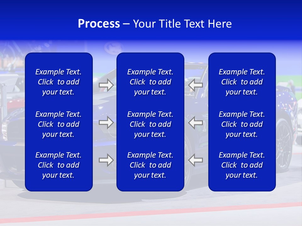 A Blue Mustang Car On Display At An Auto Show PowerPoint Template