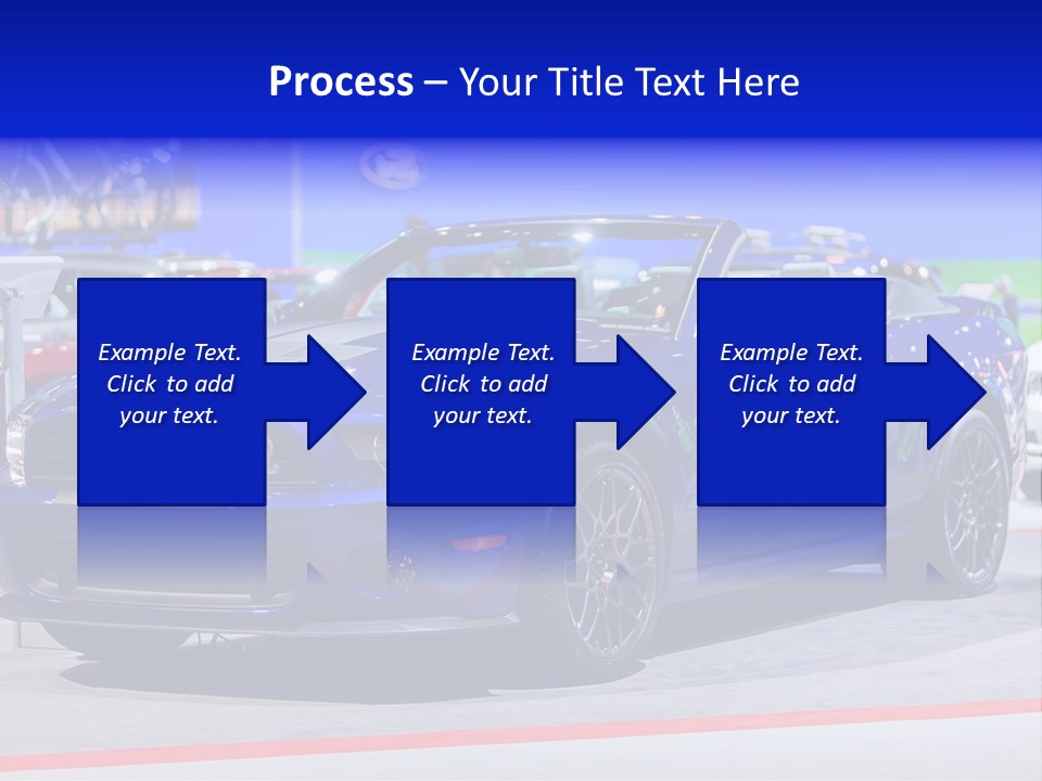 A Blue Mustang Car On Display At An Auto Show PowerPoint Template