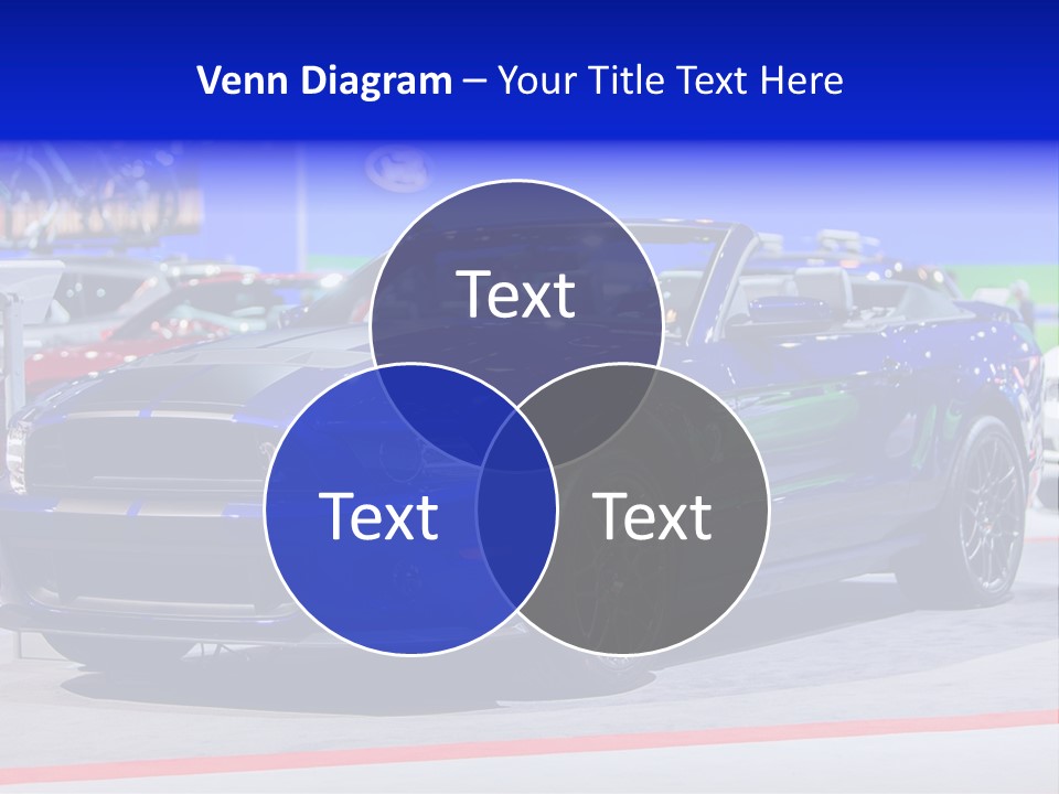 A Blue Mustang Car On Display At An Auto Show PowerPoint Template