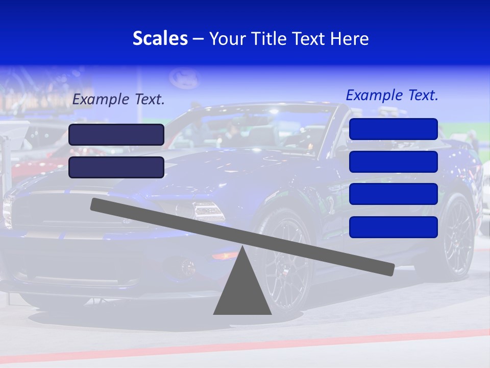 A Blue Mustang Car On Display At An Auto Show PowerPoint Template
