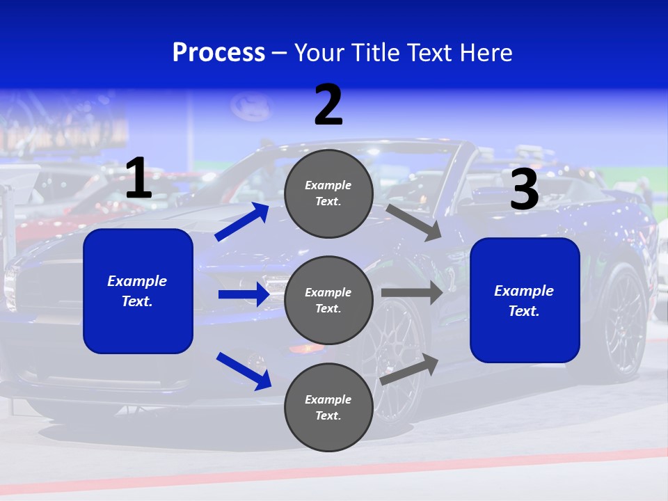 A Blue Mustang Car On Display At An Auto Show PowerPoint Template