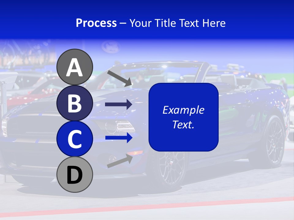 A Blue Mustang Car On Display At An Auto Show PowerPoint Template