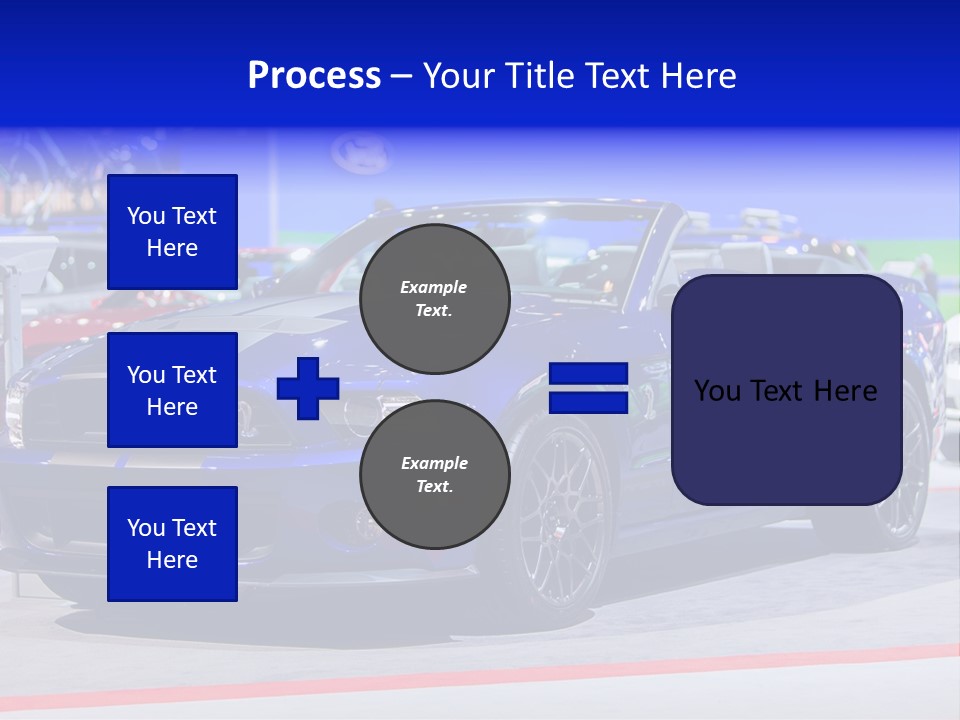 A Blue Mustang Car On Display At An Auto Show PowerPoint Template