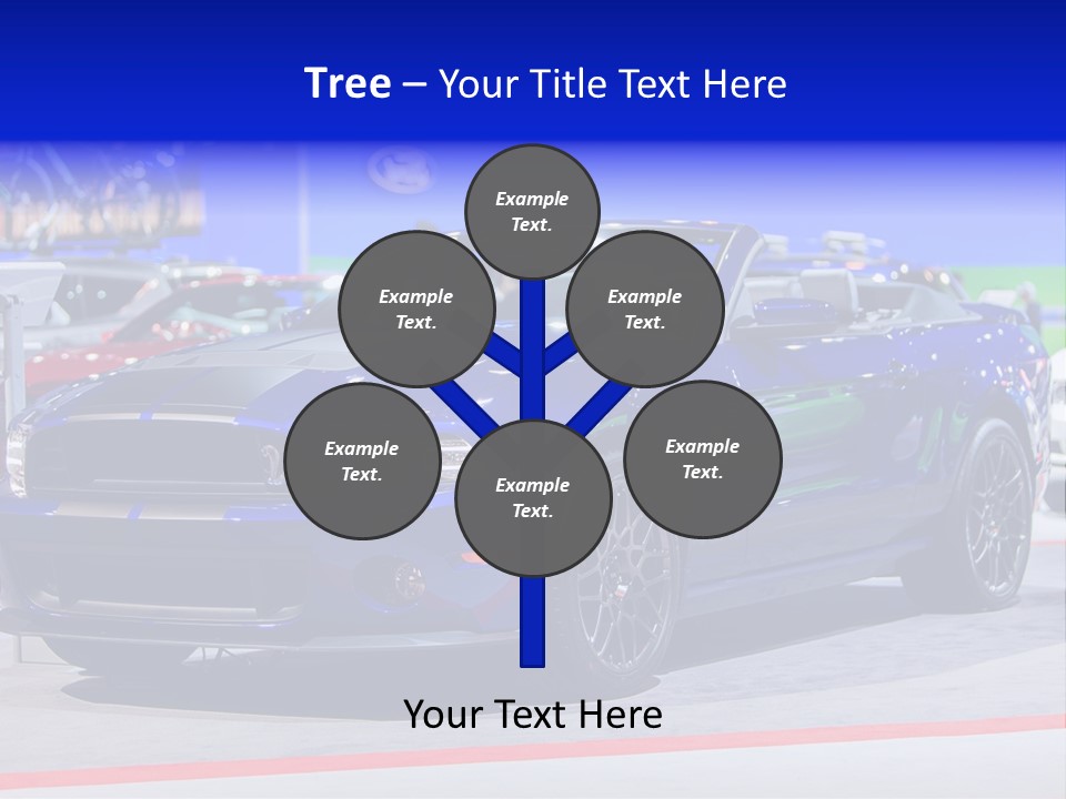 A Blue Mustang Car On Display At An Auto Show PowerPoint Template