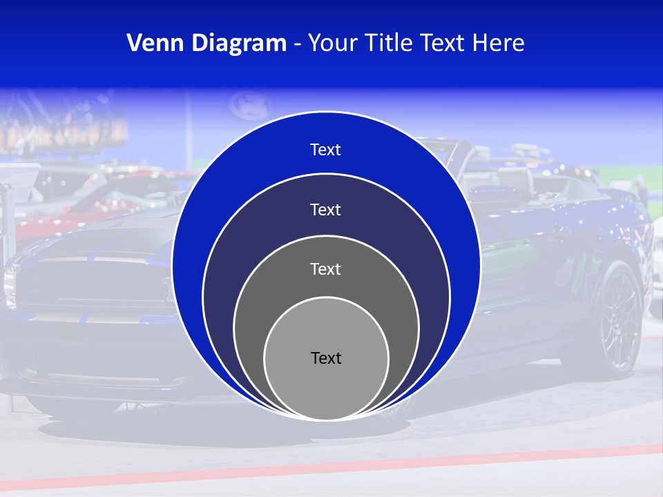 A Blue Mustang Car On Display At An Auto Show PowerPoint Template
