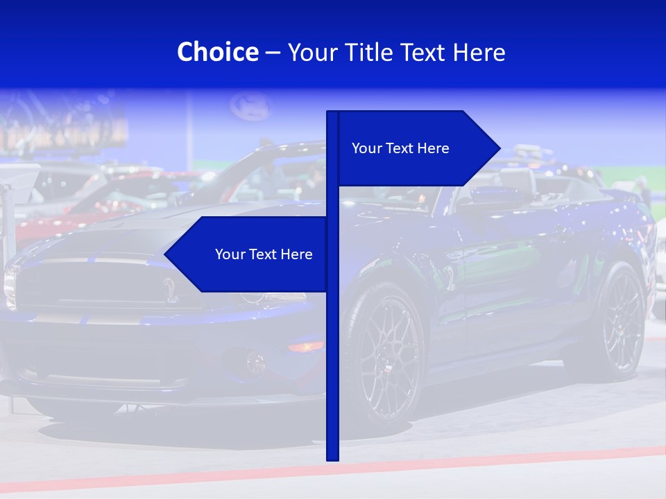 A Blue Mustang Car On Display At An Auto Show PowerPoint Template