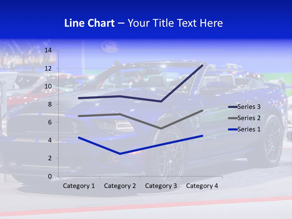 A Blue Mustang Car On Display At An Auto Show PowerPoint Template