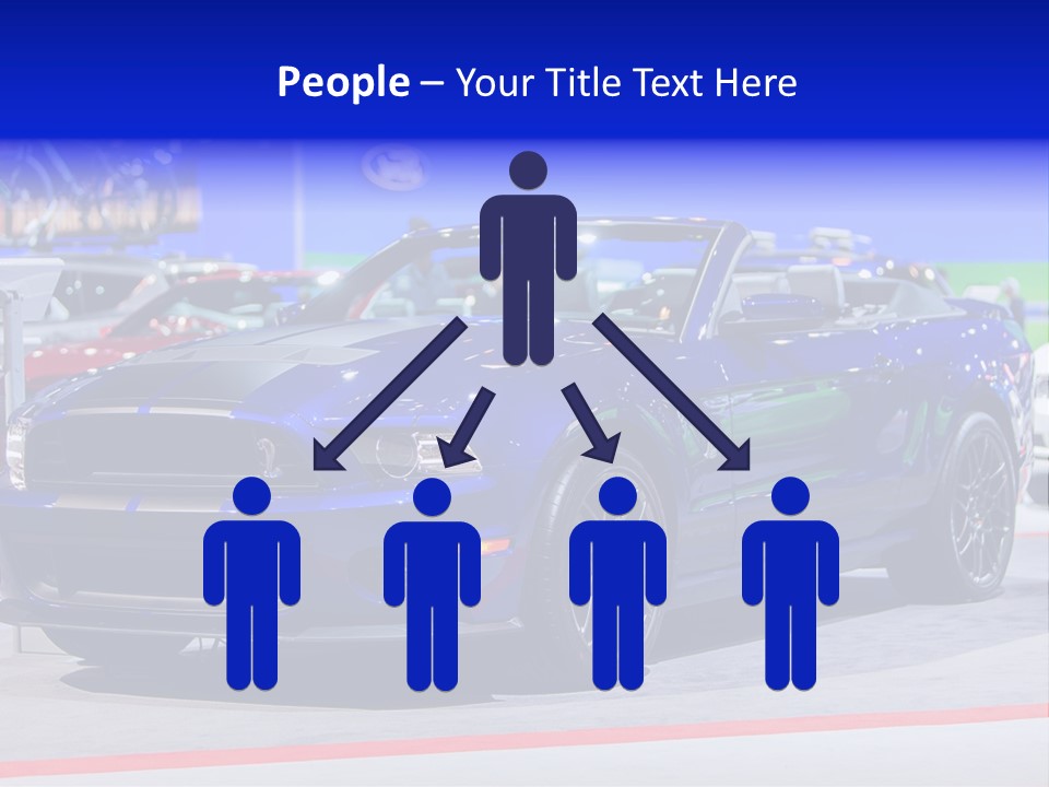 A Blue Mustang Car On Display At An Auto Show PowerPoint Template