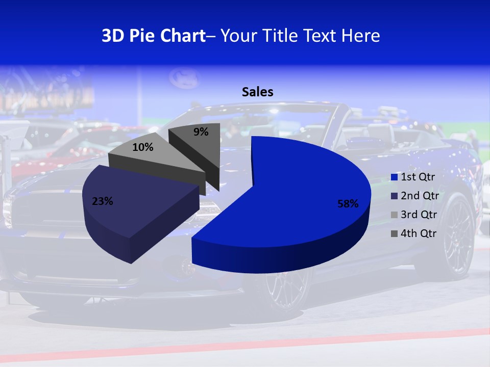 A Blue Mustang Car On Display At An Auto Show PowerPoint Template