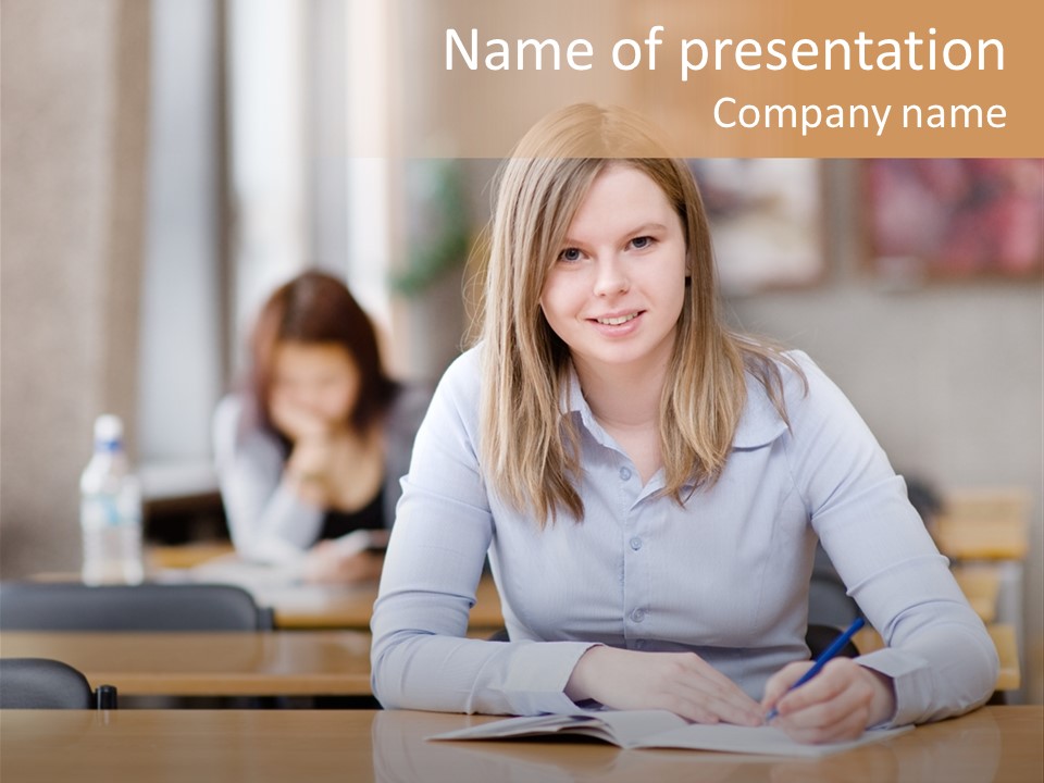 Writing People Girl PowerPoint Template