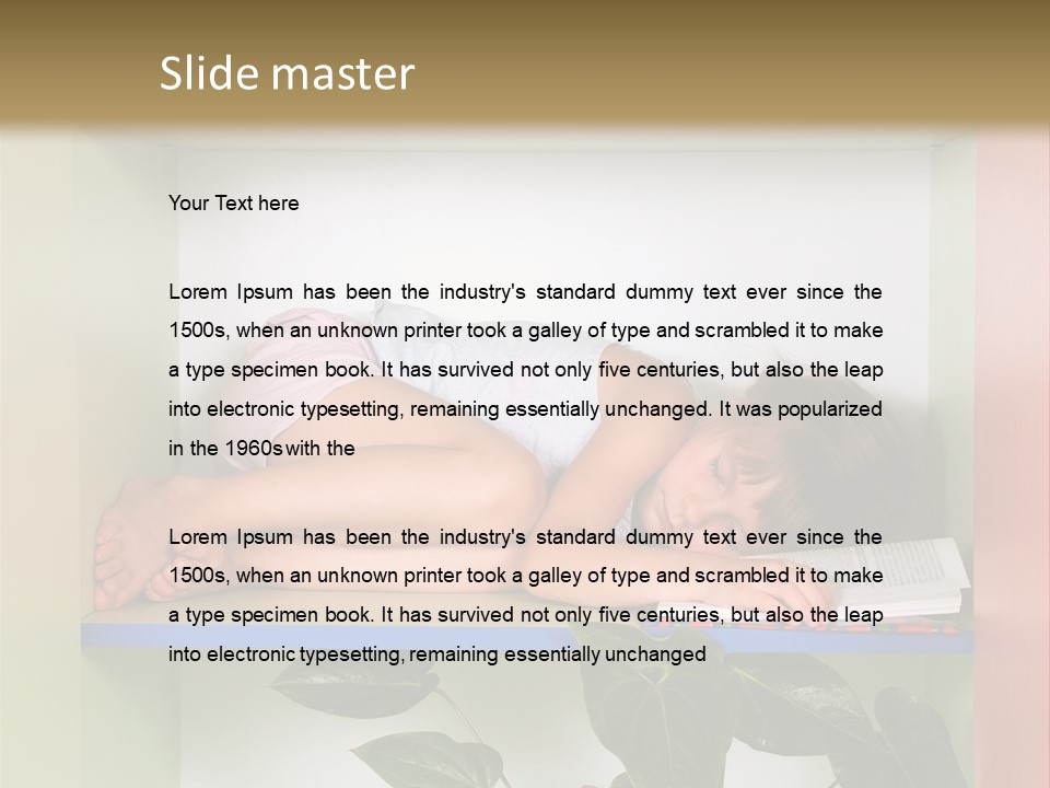 A Young Girl Is Sleeping On A Shelf With Books PowerPoint Template