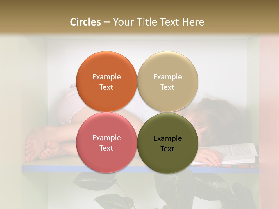 A Young Girl Is Sleeping On A Shelf With Books PowerPoint Template