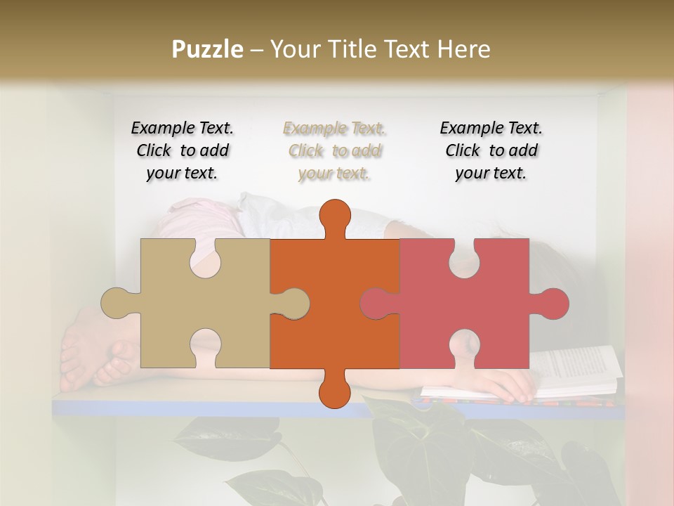 A Young Girl Is Sleeping On A Shelf With Books PowerPoint Template