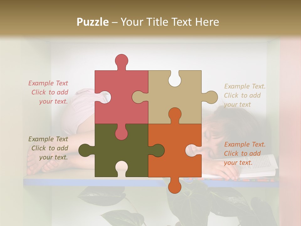 A Young Girl Is Sleeping On A Shelf With Books PowerPoint Template