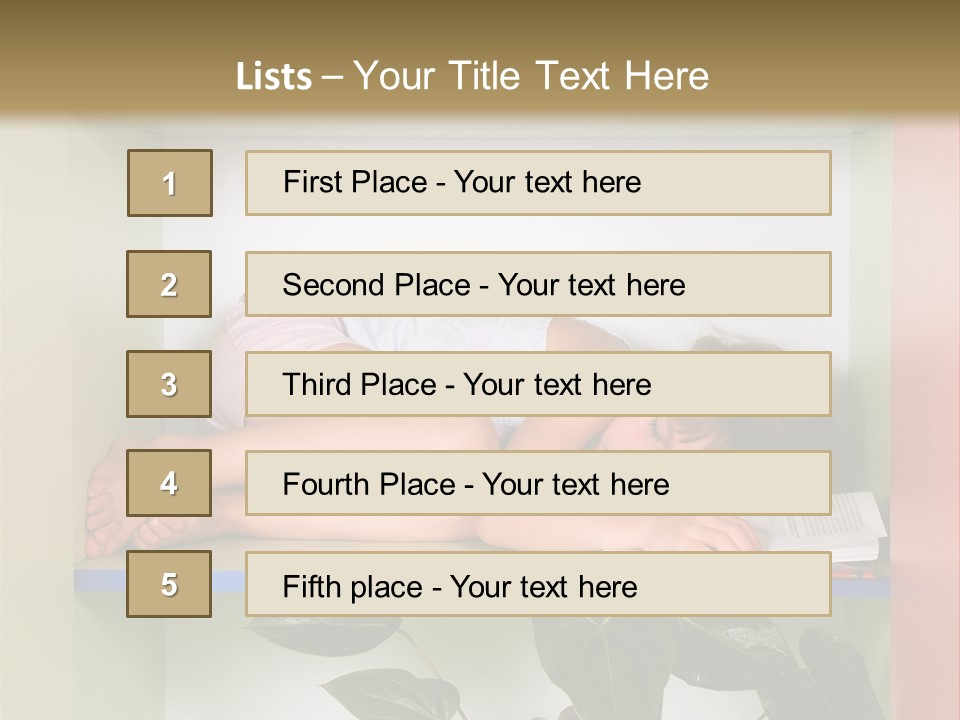 A Young Girl Is Sleeping On A Shelf With Books PowerPoint Template