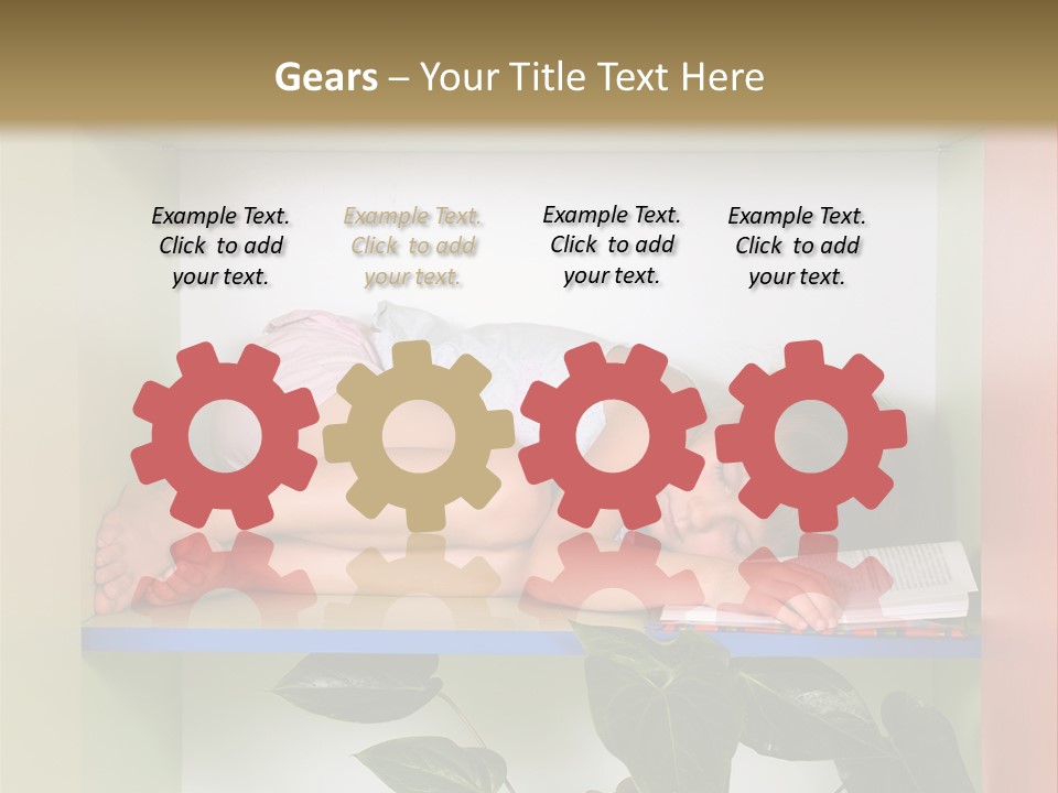 A Young Girl Is Sleeping On A Shelf With Books PowerPoint Template