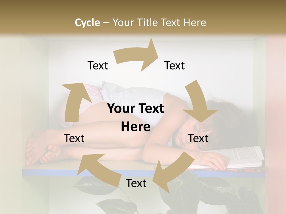 A Young Girl Is Sleeping On A Shelf With Books PowerPoint Template